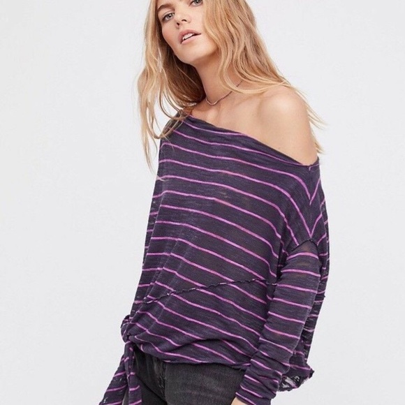 Free People Sweaters - 💕We The Free Striped Crop Off Shoulder Top